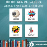Fiction Genre Library Spine Labels: Classroom Organization Within Printable Book Spine Labels