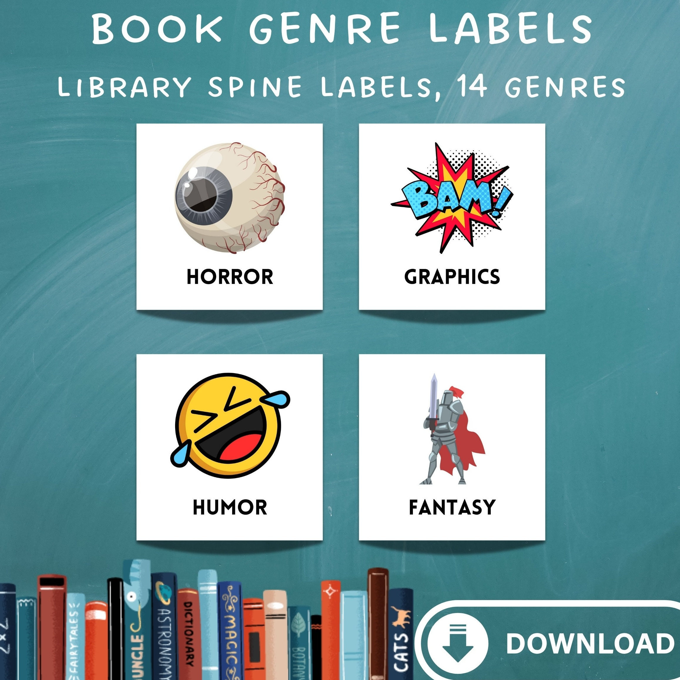 Fiction Genre Library Spine Labels: Classroom Organization within Printable Book Spine Labels