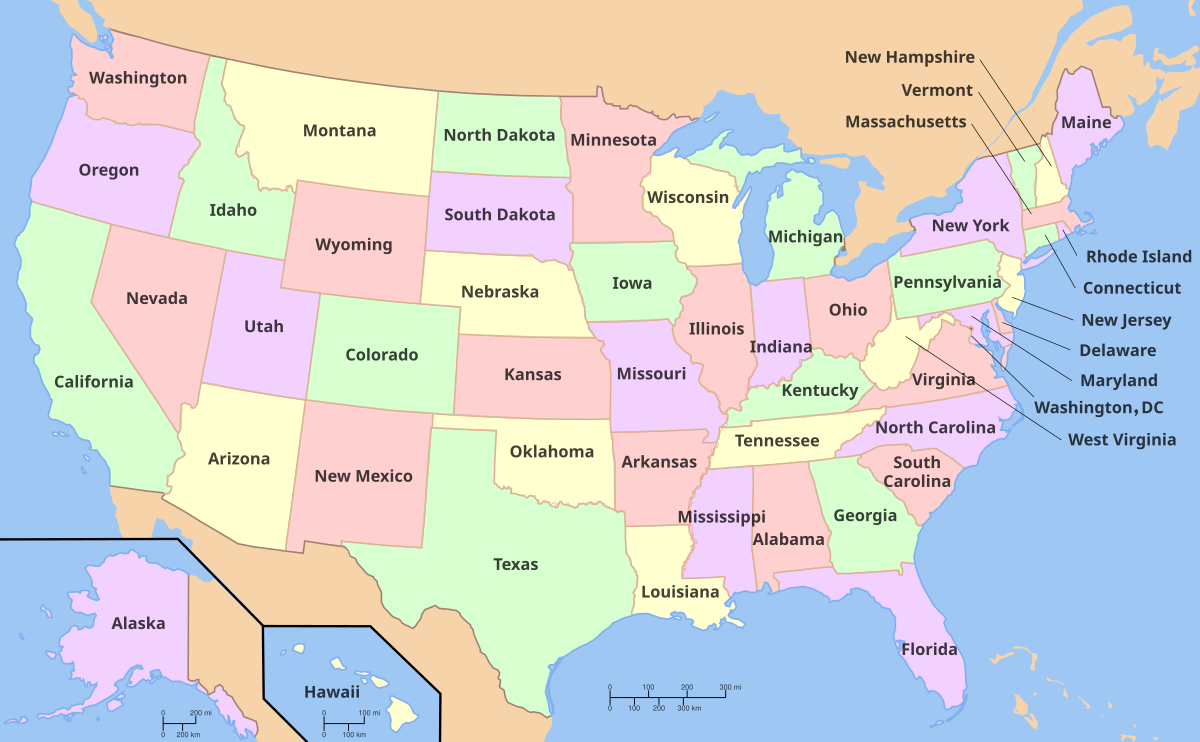File:map Of Usa With State Names.svg - Wikimedia Commons with Printable Map Of The Us States Labeled