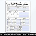 Fillable T Shirt Order Form Template, Editable Shirt Order Form Throughout Free Printable T Shirt Order Forms