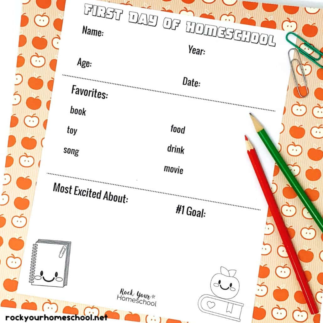 First Day Of Homeschool Printables For Fun Keepsakes (Free) pertaining to Free Printable Worksheets For Homeschooling