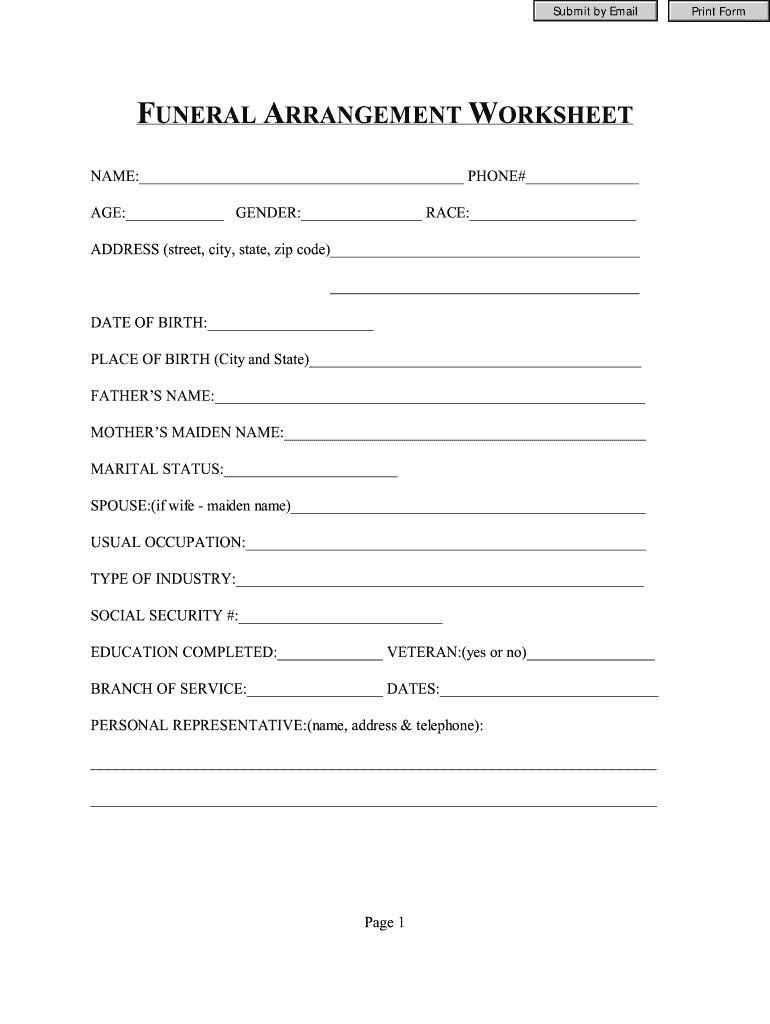 Fl Brown Funeral And Crematory Arrangement Form - Fill Online inside Free Printable Funeral Planning Guide