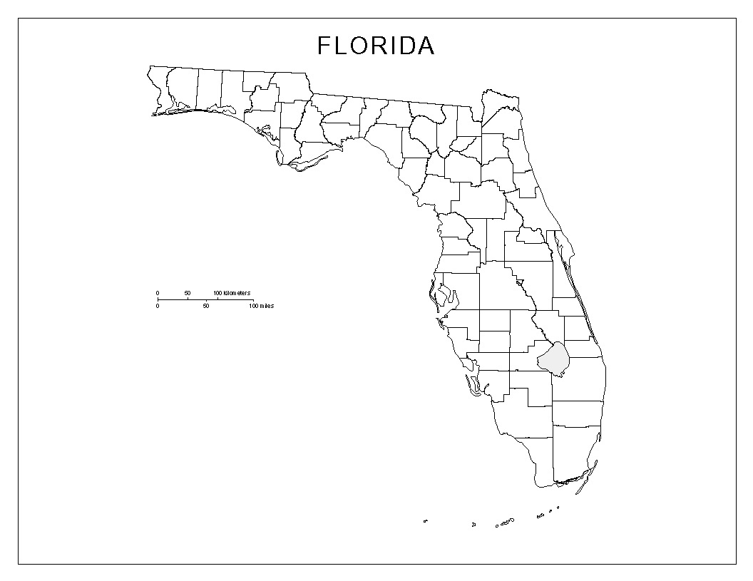 Florida Blank Map within Free Printable Florida County Map