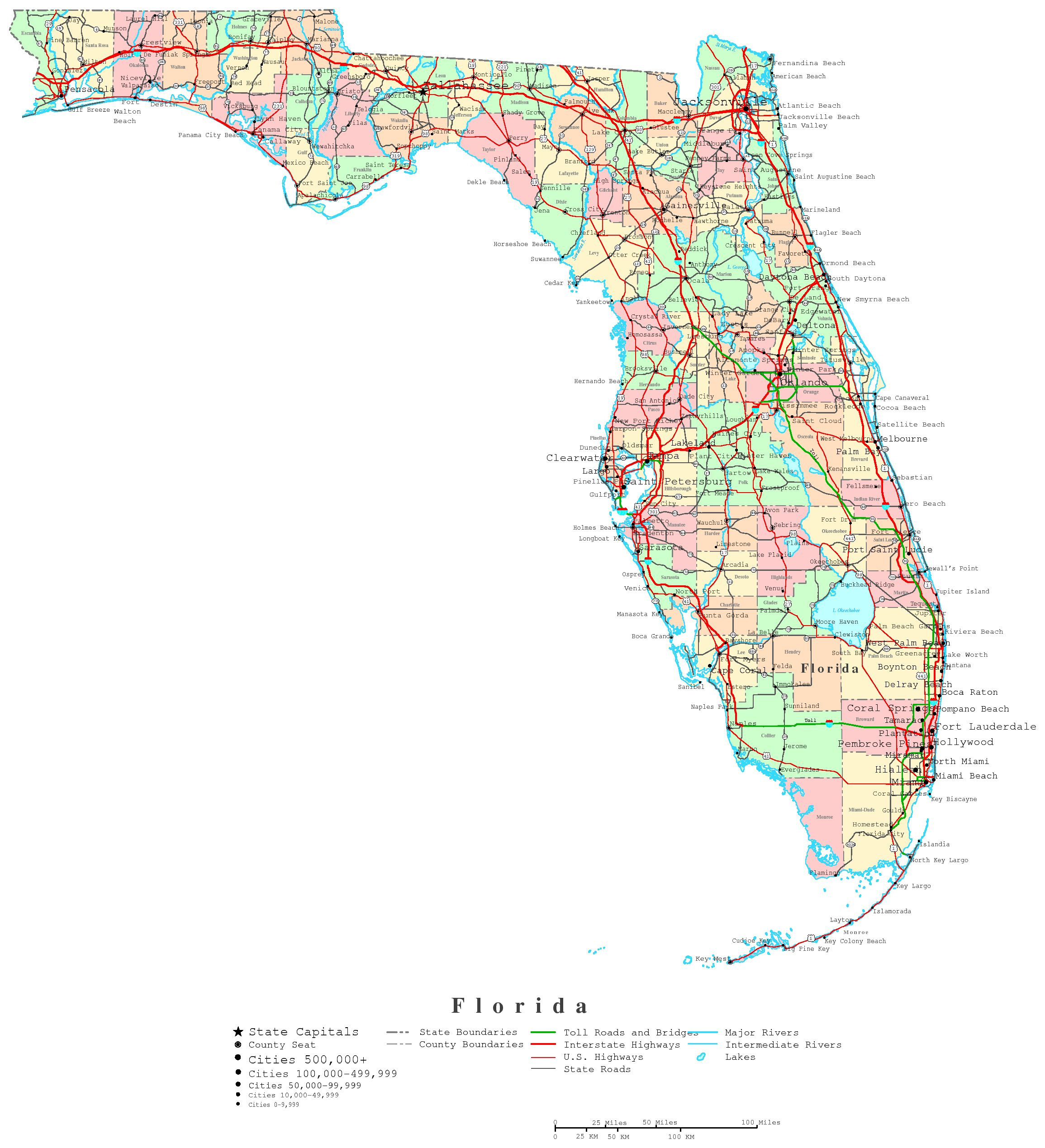 Florida Printable Map with Free Printable Florida County Map