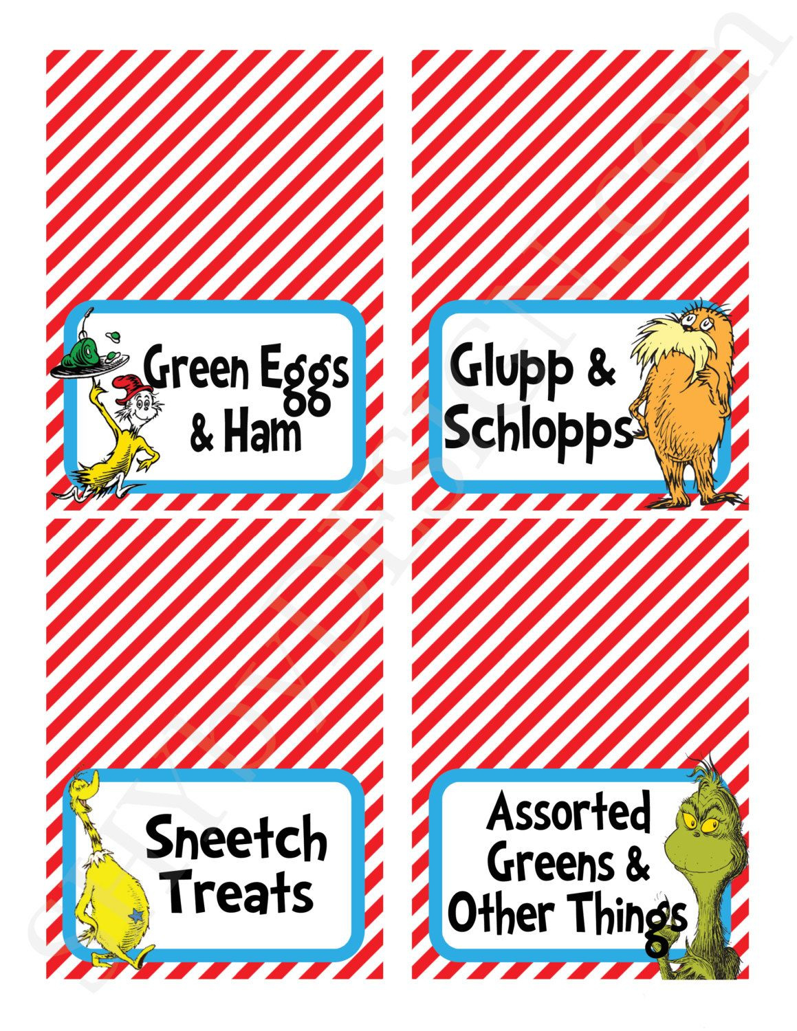 Food Labels with Free Printable Dr Seuss Food Labels