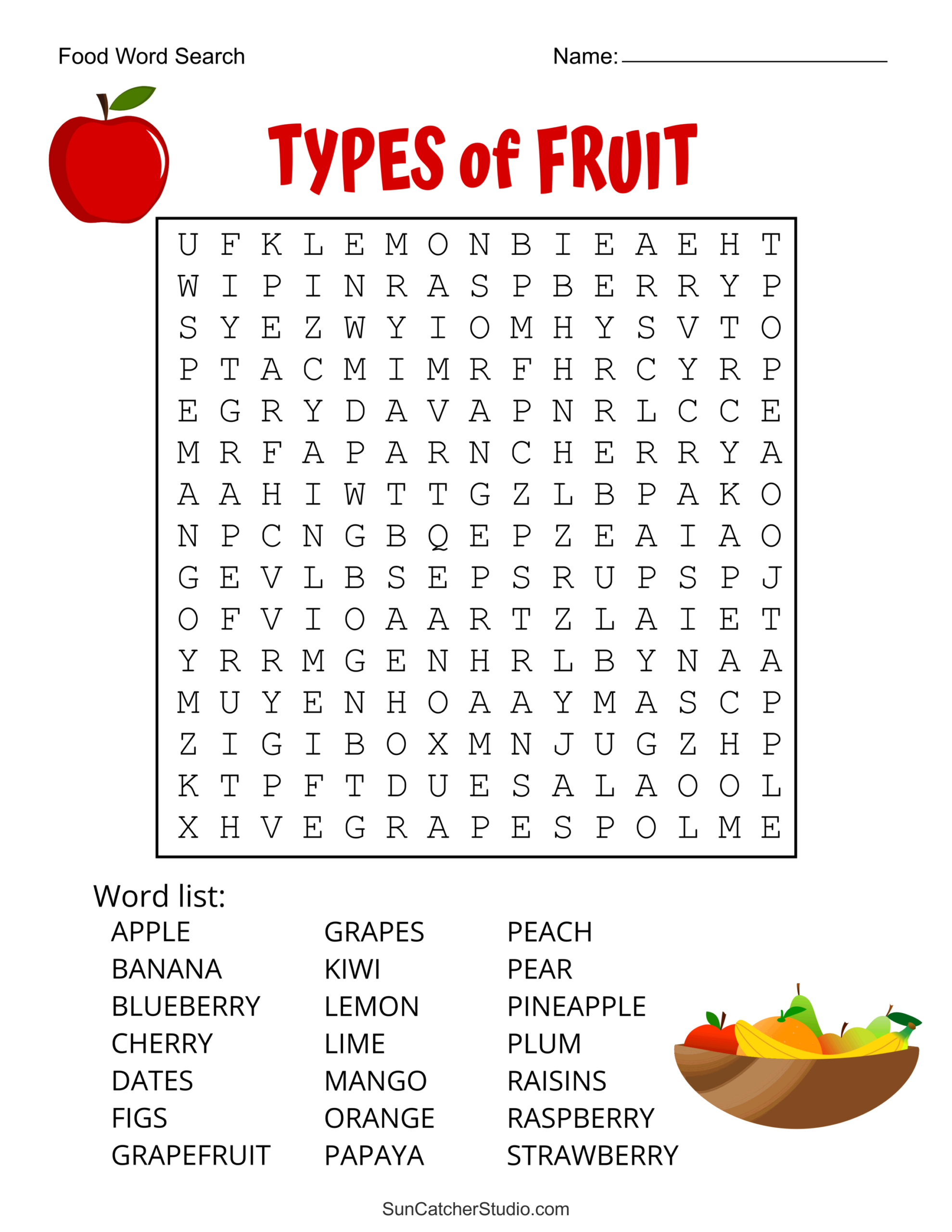 Food Word Search (Free Printable Puzzles) – Free Printables inside Free Printable Word Search For Kids
