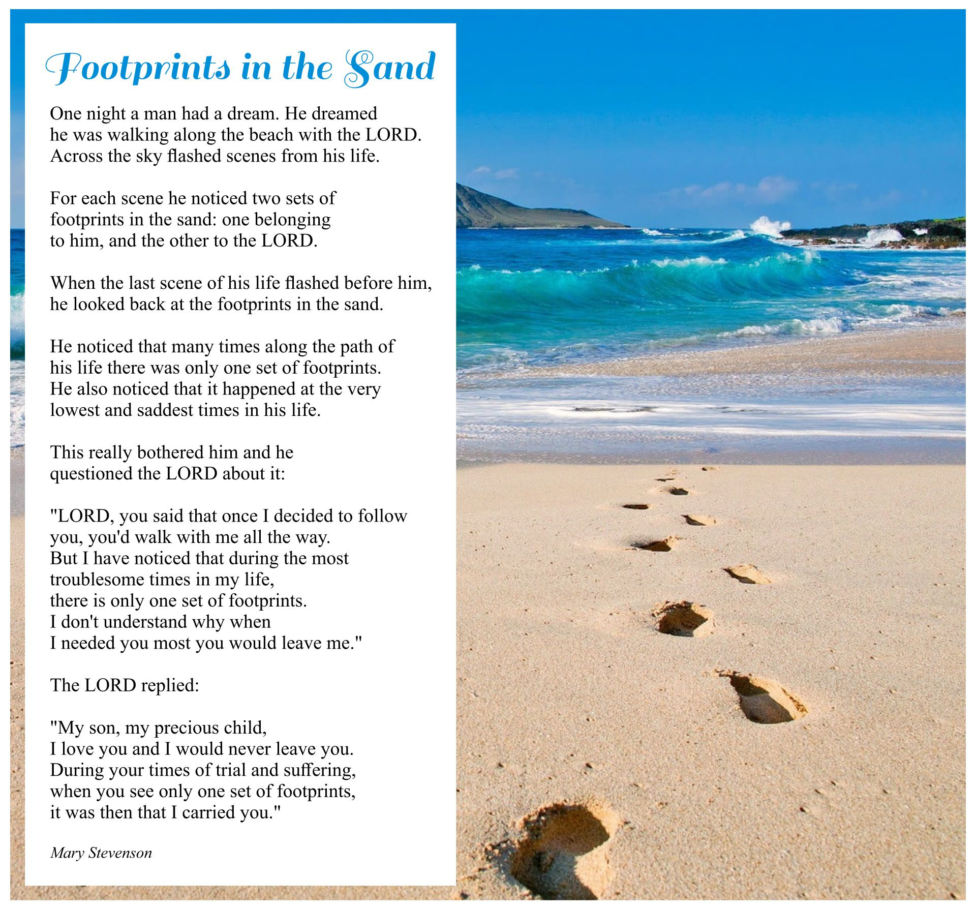 Footprints In The Sand Poem Printable for Free Printable Footprints In The Sand Poem