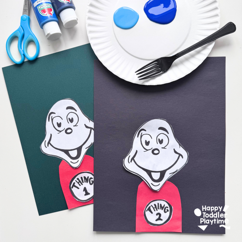Fork Painted Thing 1 And Thing 2 Craft - Happy Toddler Playtime intended for Thing 1 Thing 2 Label Printable