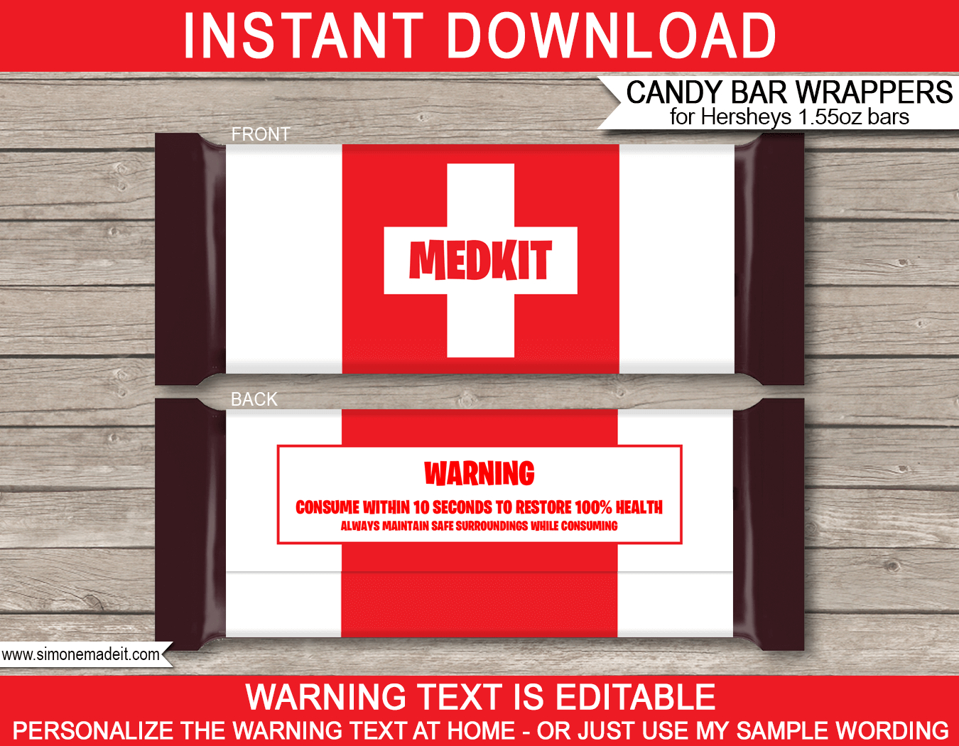 Fortnite Hershey Candy Bar Wrappers Template - Medkit in Printable Free Fortnite Medkit Label