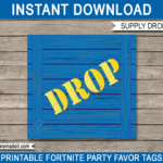 Fortnite Supply Drop Party Tags Template Intended For Free Printable Fortnite Drop Label