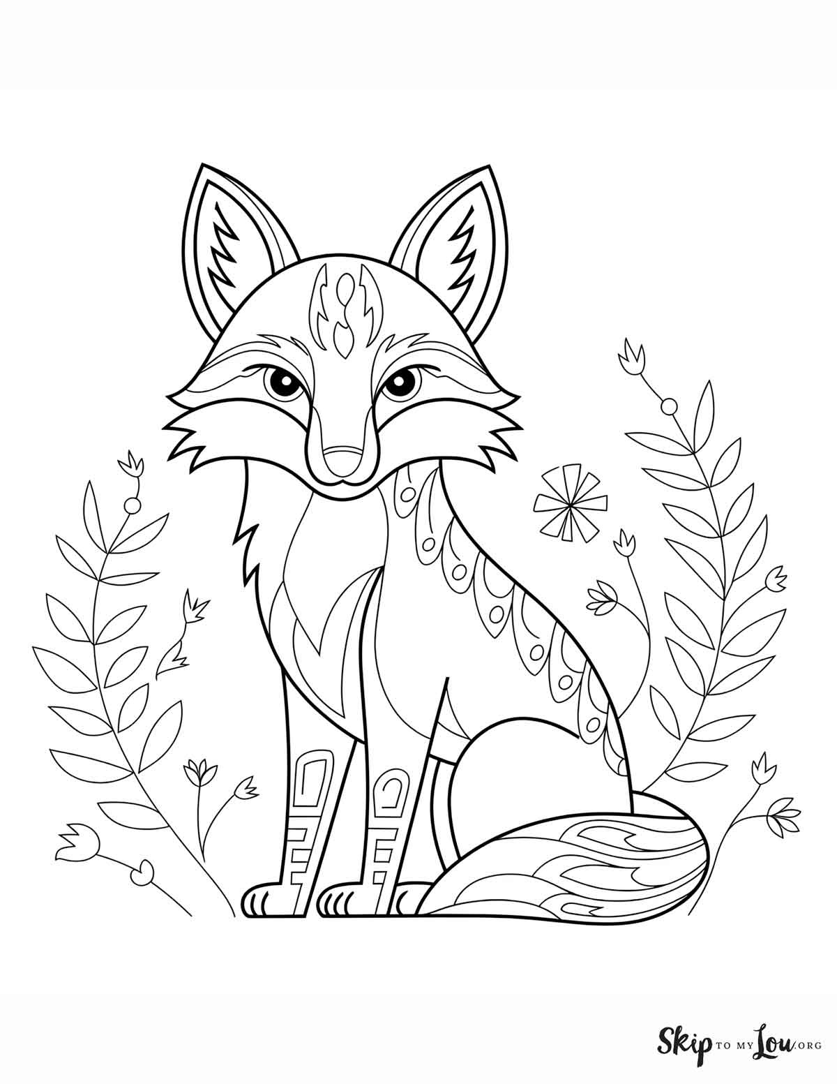 Fox Coloring Pages - Free Printables | Skip To My Lou for Free Printable Fox Coloring Pages