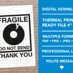 Fragile Do Not Bend Label | Sofortiger Digitaler Download | 4 X 6 In Fragile 4X6 Printable Label