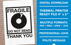Fragile Do Not Bend Label | Sofortiger Digitaler Download | 4 X 6 in Fragile 4X6 Printable Label