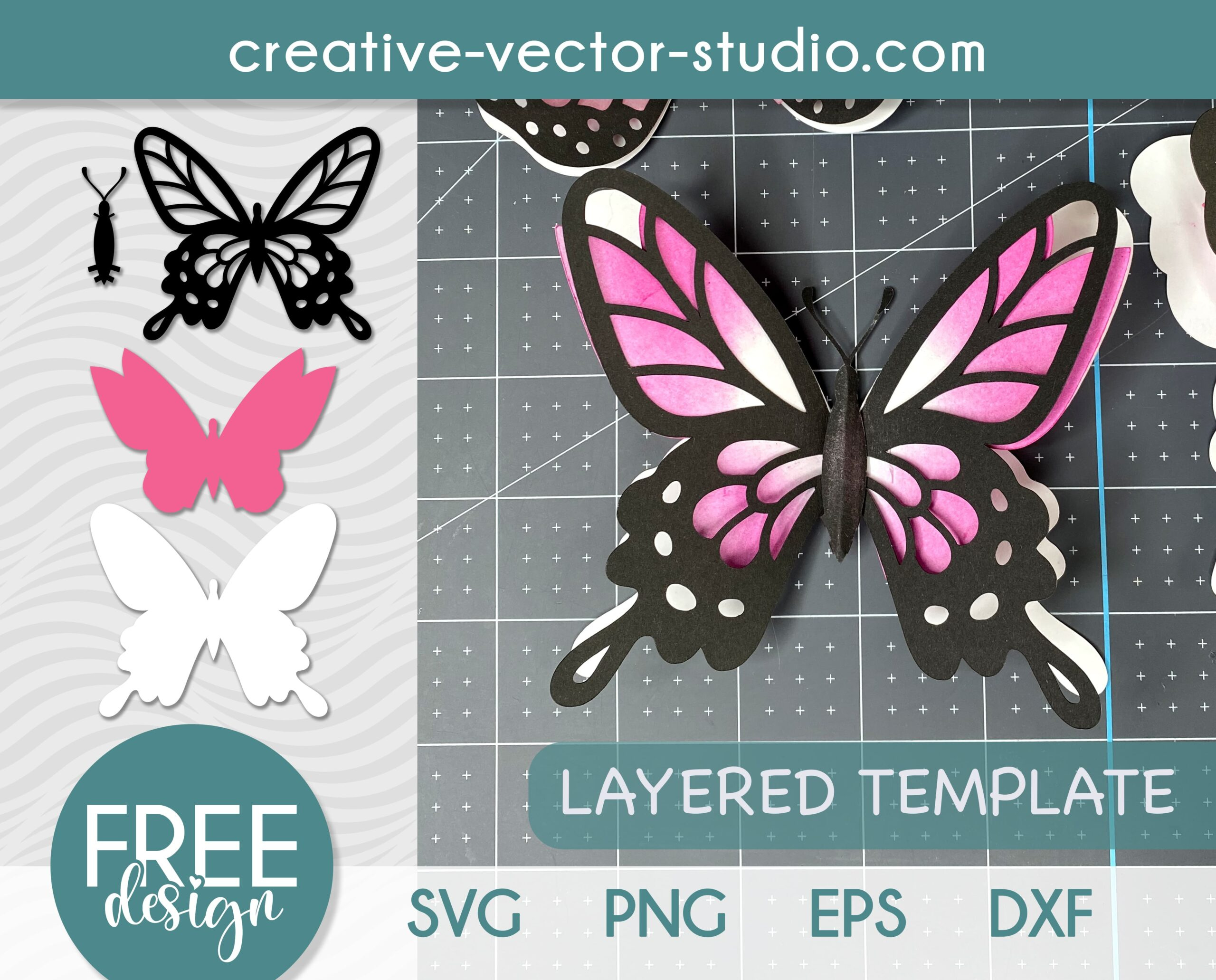 Free 3D Butterfly Svg, Png, Dxf, Eps | Creative Vector Studio throughout Free Printable 3D Butterfly Template