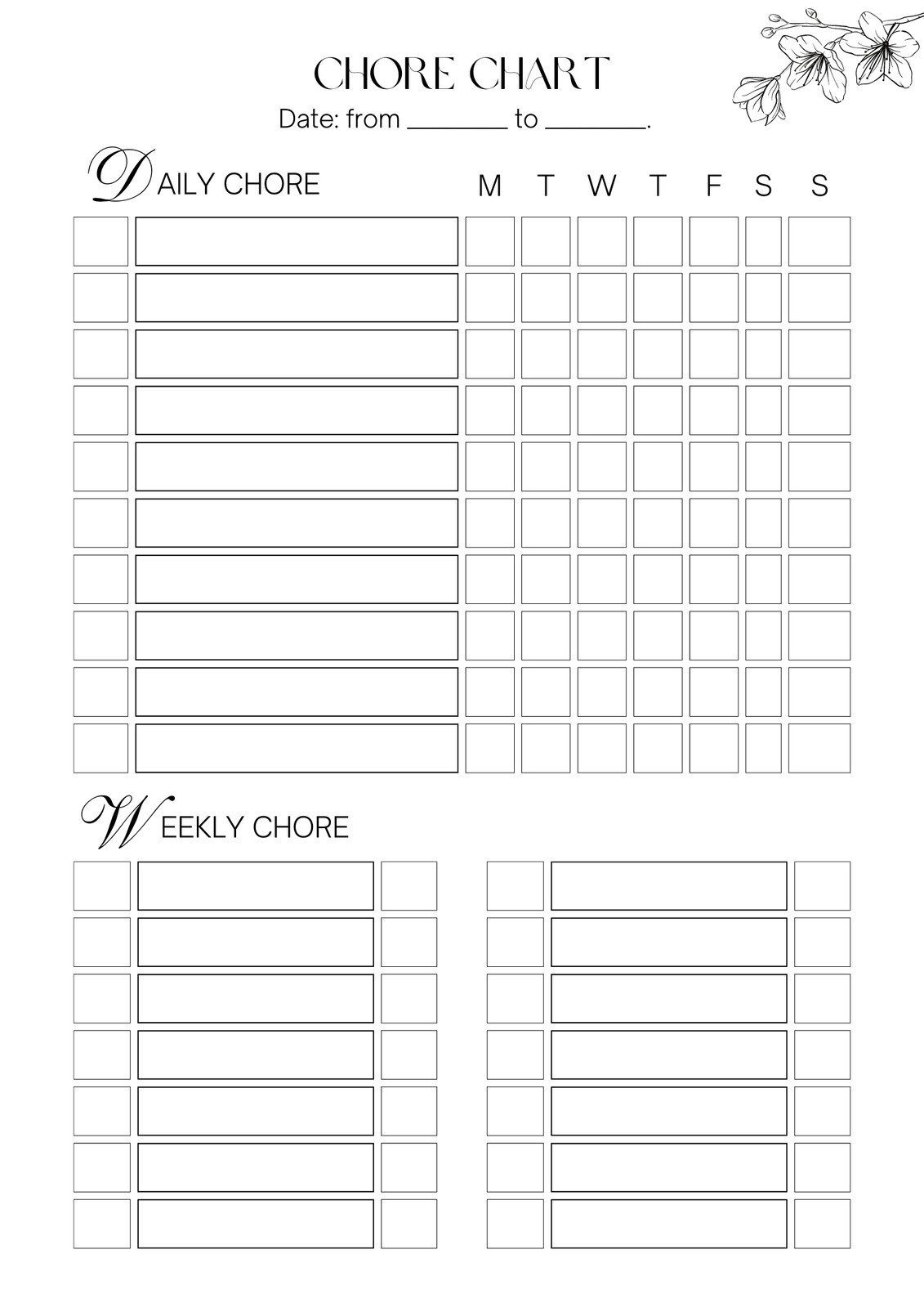 Free And Customizable Chore Templates inside Free Printable Chore Charts For Adults