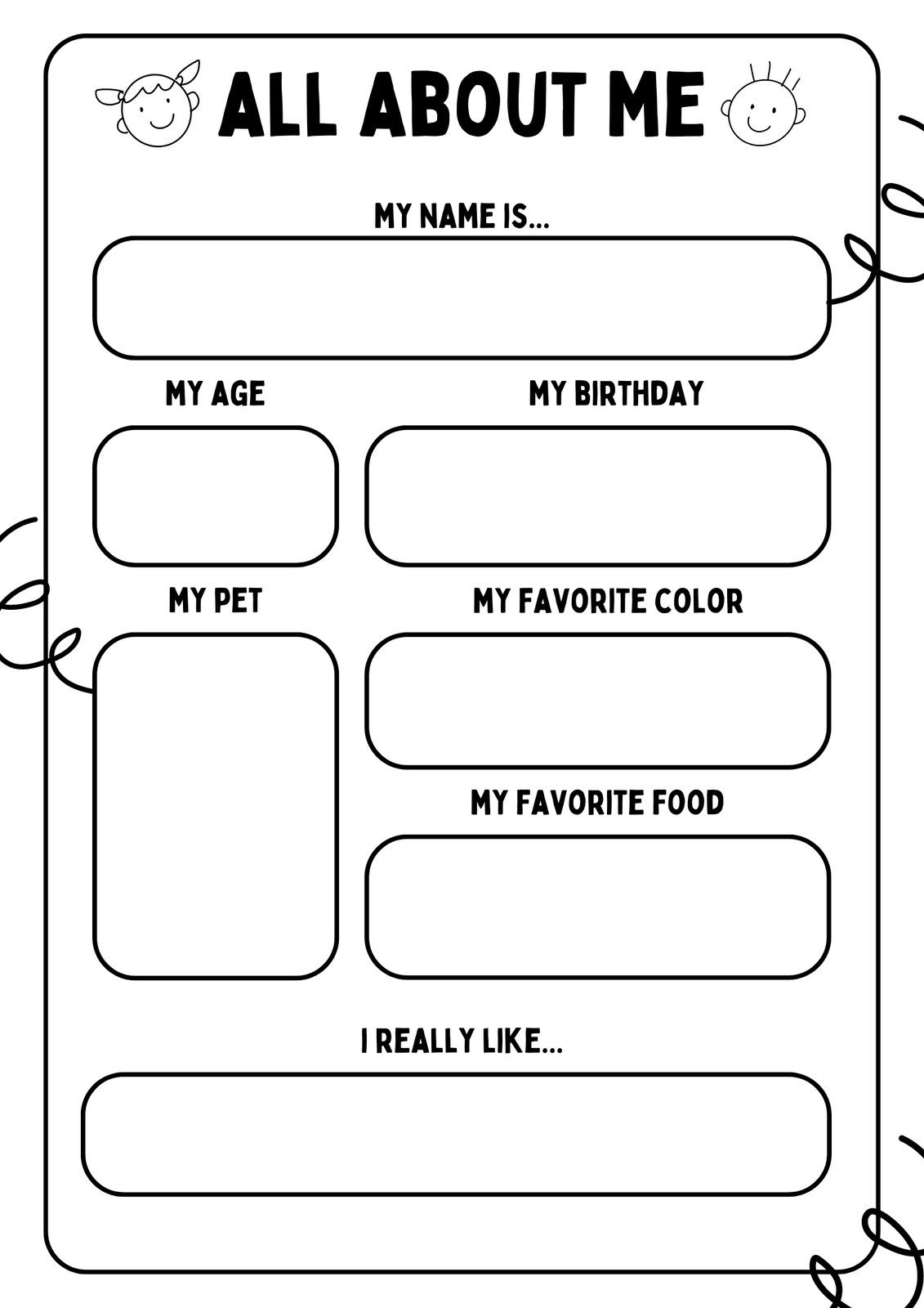 Free And Printable All About Me Worksheet Templates | Canva inside Free Printable Getting To Know You Worksheets
