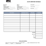 Free Auto Body (Mechanic) Invoice Template   Pdf | Word – Eforms Within Free Printable Auto Repair Forms