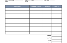 Free Auto Body (Mechanic) Invoice Template - Pdf | Word – Eforms within Free Printable Auto Repair Forms