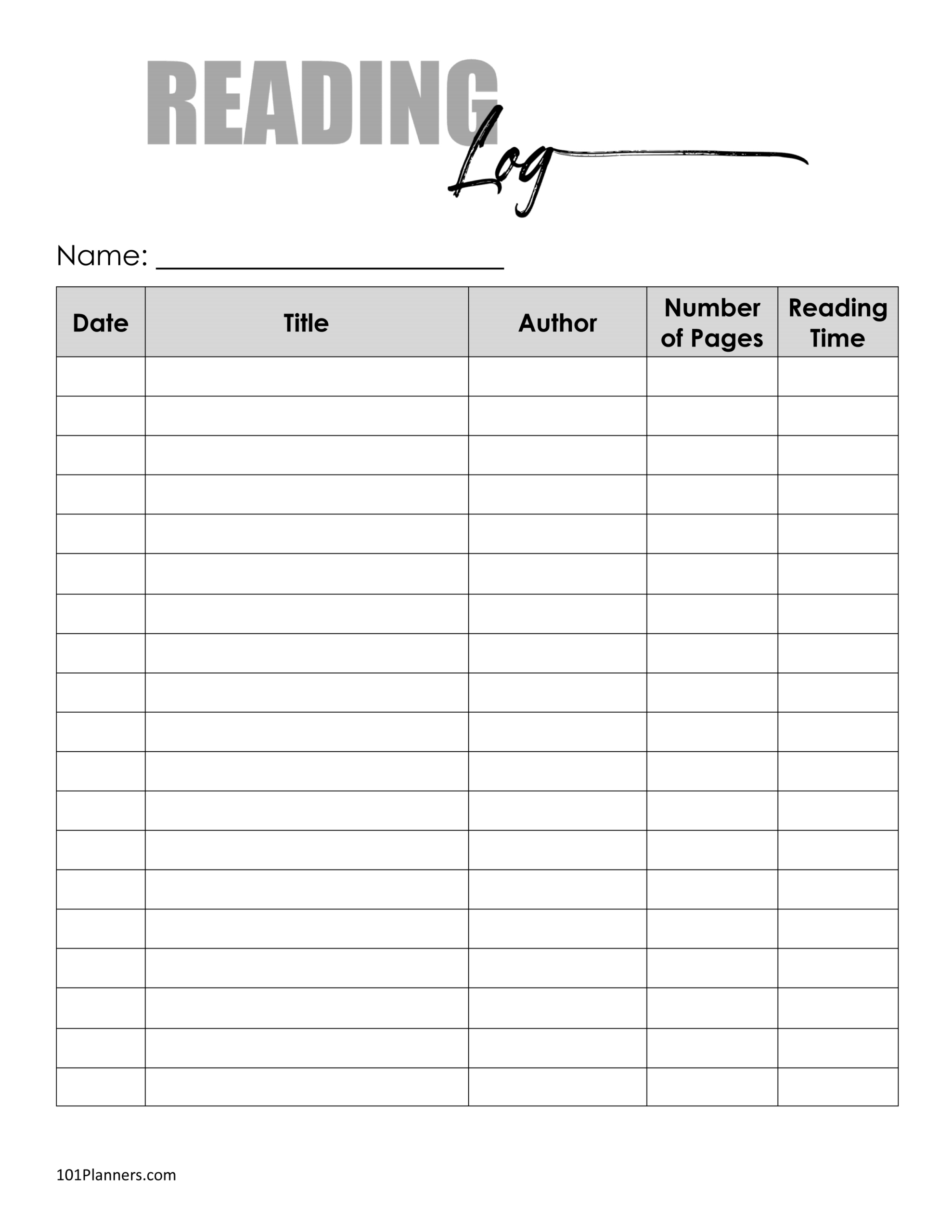 Free Book Tracker Template in Free Printable Reading Log For Adults