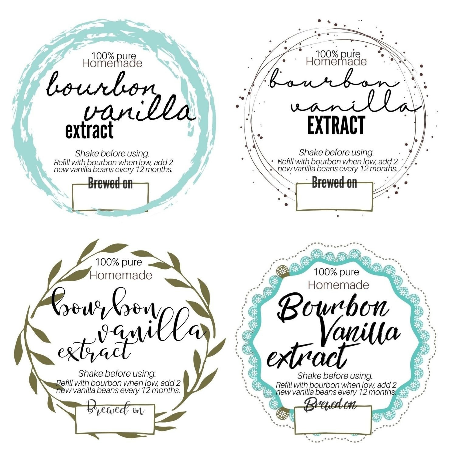 Free Bourbon Vanilla Printable Labels intended for Printable Vanilla Extract Labels