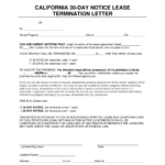 Free California 30 Day Notice To Vacate | Lease Termination Letter In Free Printable 30 Day Notice To Vacate