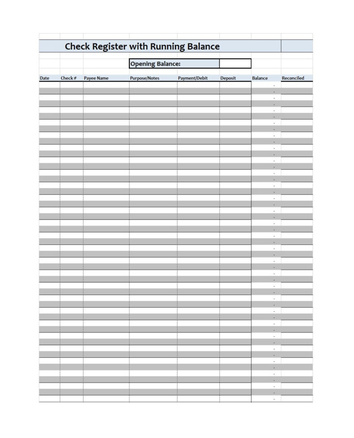 Free Printable Check Register Full Page