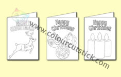 Free Christmas Card Colouring / Coloring Pages — Colour Cut Stick for Free Printable Foldable Coloring Printable Christmas Cards