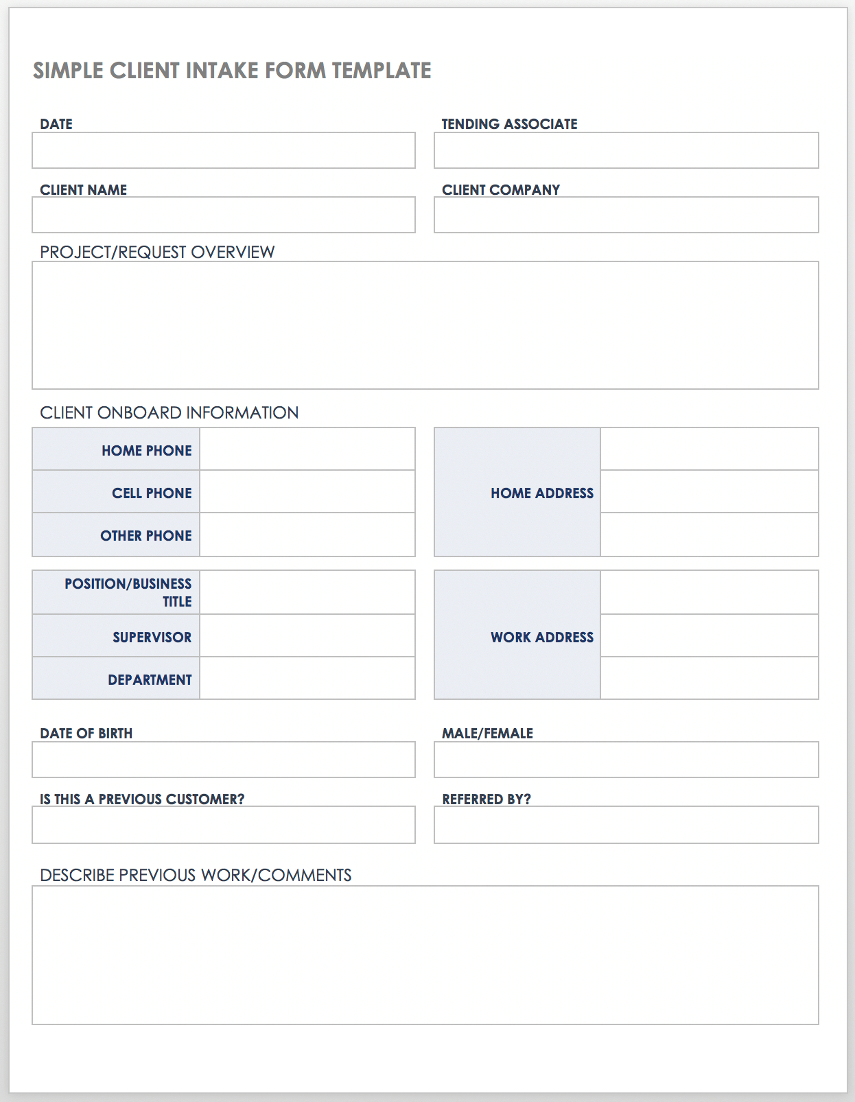 Free Client Intake Templates And Forms | Smartsheet throughout Free Printable Counseling Intake Forms