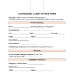 Free Counseling Intake Form | Pdf | Word Inside Free Printable Counseling Intake Forms