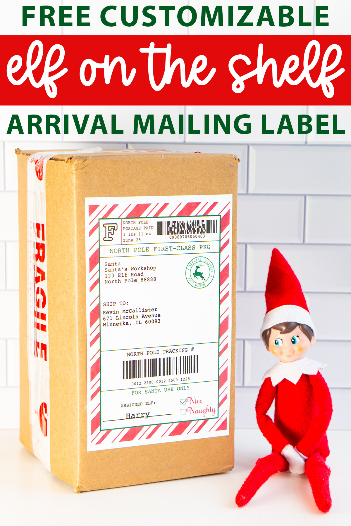 Free Customizable Elf On The Shelf Mailing Label for Free Printable Elf On The Shelf Shipping Label