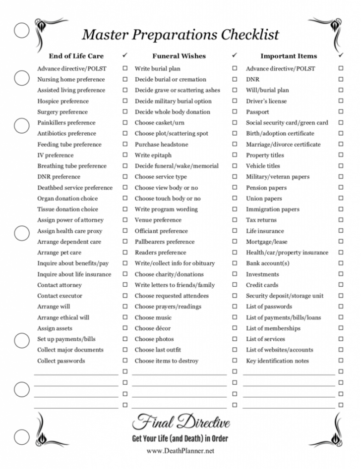 Free Printable Funeral Planning Guide