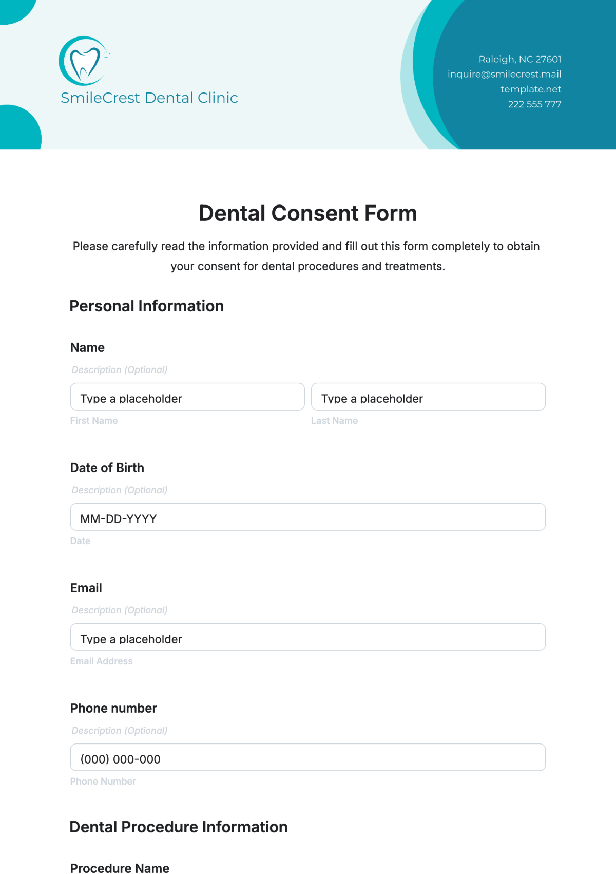 Free Dental Consent Form Template To Edit Online inside Free Printable Dental Consent Forms