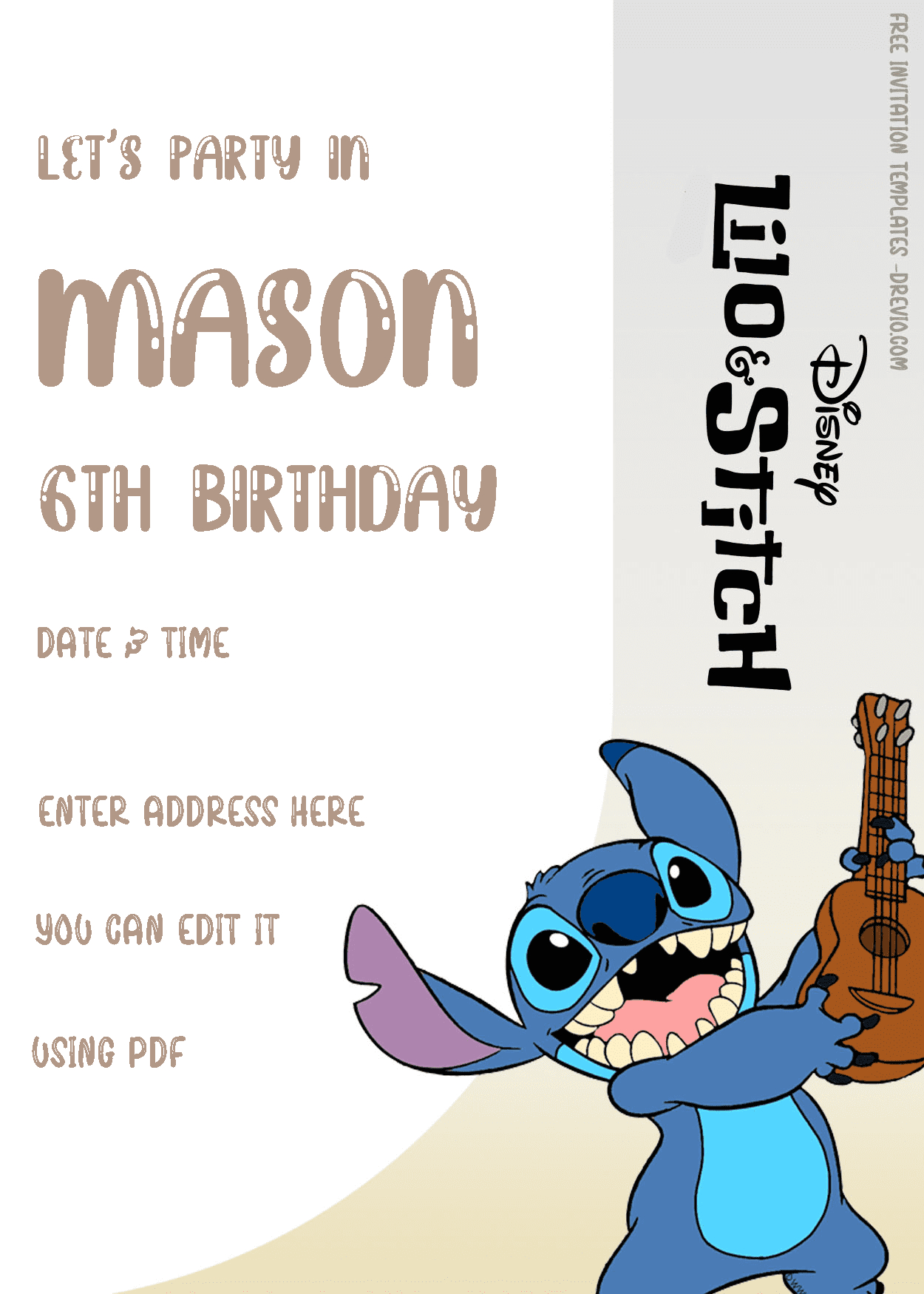 Free Editable Pdf ) Stitch Birthday Invitation Templates in Free Printable Stitch Birthday Invitations