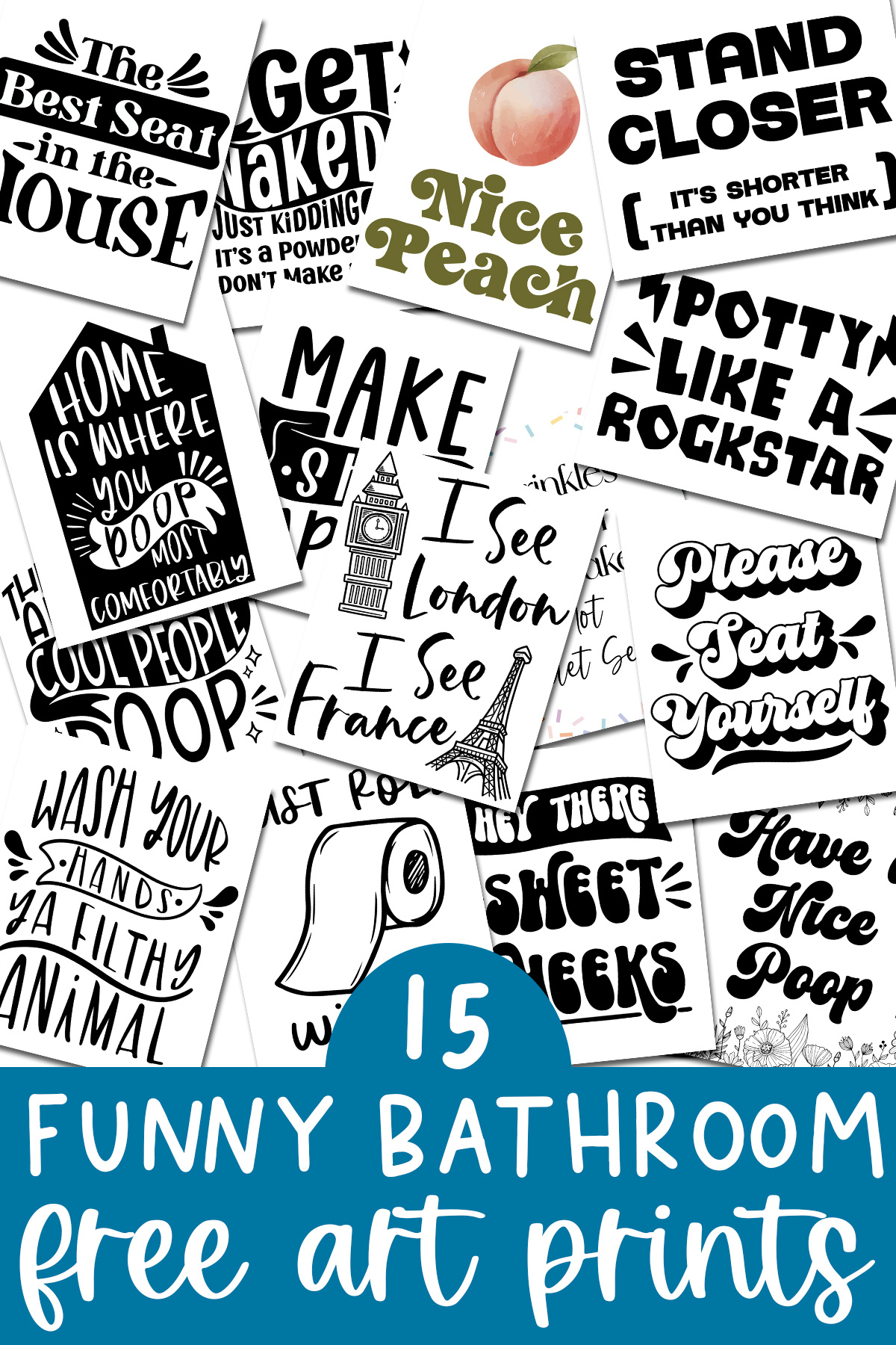 Free Funny Printable Bathroom Signs: 15 Wall Art Options intended for Free Printable Funny Bathroom Signs Printable