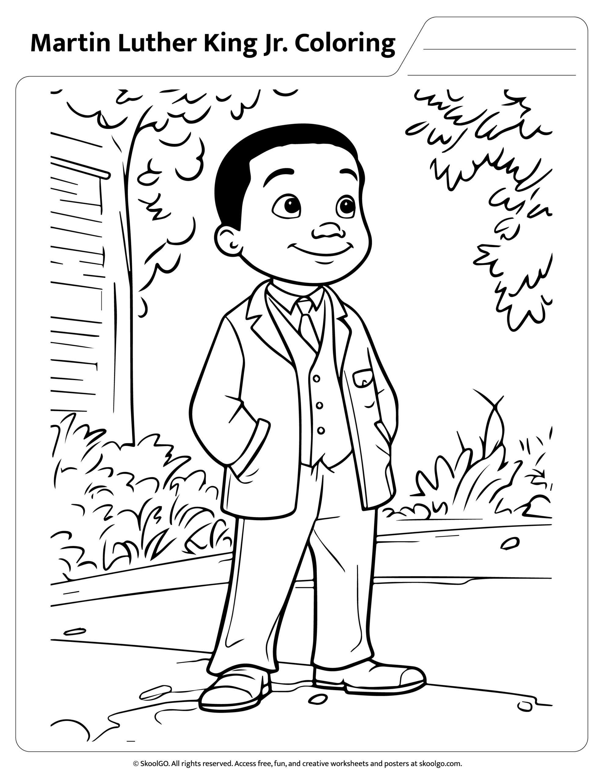 Free Martin Luther King Jr. Coloring Page For Kids throughout Free Printable Martin Luther King Jr Worksheets For Kindergarten