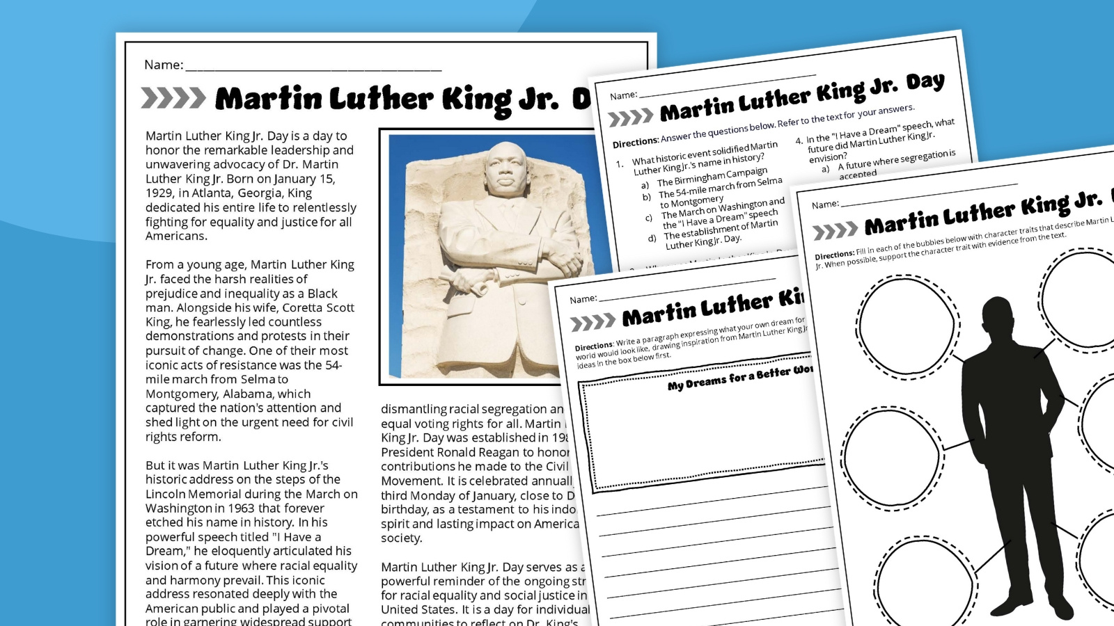 Free Martin Luther King Jr. Worksheets in Free Printable Martin Luther King Worksheets