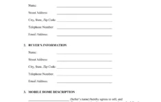 Free Mobile Home Bill Of Sale Form Template | Formspal intended for Free Printable Purchase Agreement For Mobile Home