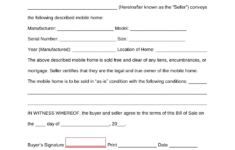 Free Mobile (Manufactured) Home Bill Of Sale Form - Pdf | Word pertaining to Free Printable Purchase Agreement For Mobile Home