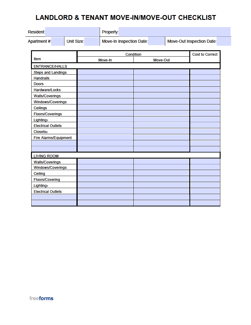 Free Move-In / Move-Out Checklist For Landlord &amp;amp; Tenant | Pdf | Word within Free Printable Move In Checklist