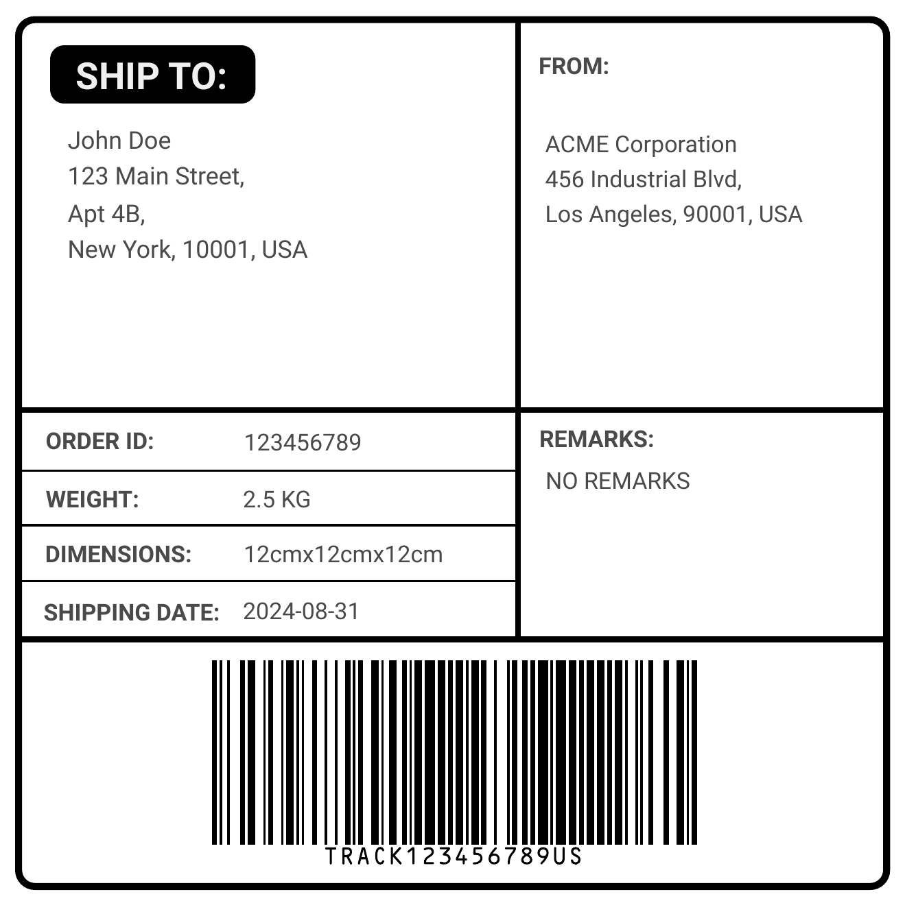Free Online Shipping Label Maker - Craftmypdf throughout Printable Shipping Labels Free