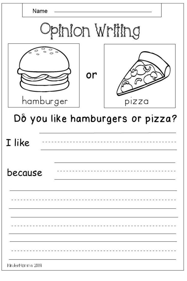 Free Opinion Writing Worksheet - Kindermomma inside Free Printable 2nd Grade Writing Worksheets