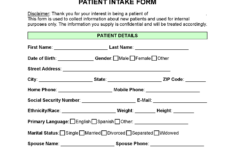 Free Patient (Medical) Intake Form | Pdf | Word with Free Printable Medical Office Forms