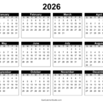Free Printable 2026 Yearly Calendar – Free Printables, Monograms Pertaining To Free Printable 2026 Yearly Calendar Printable