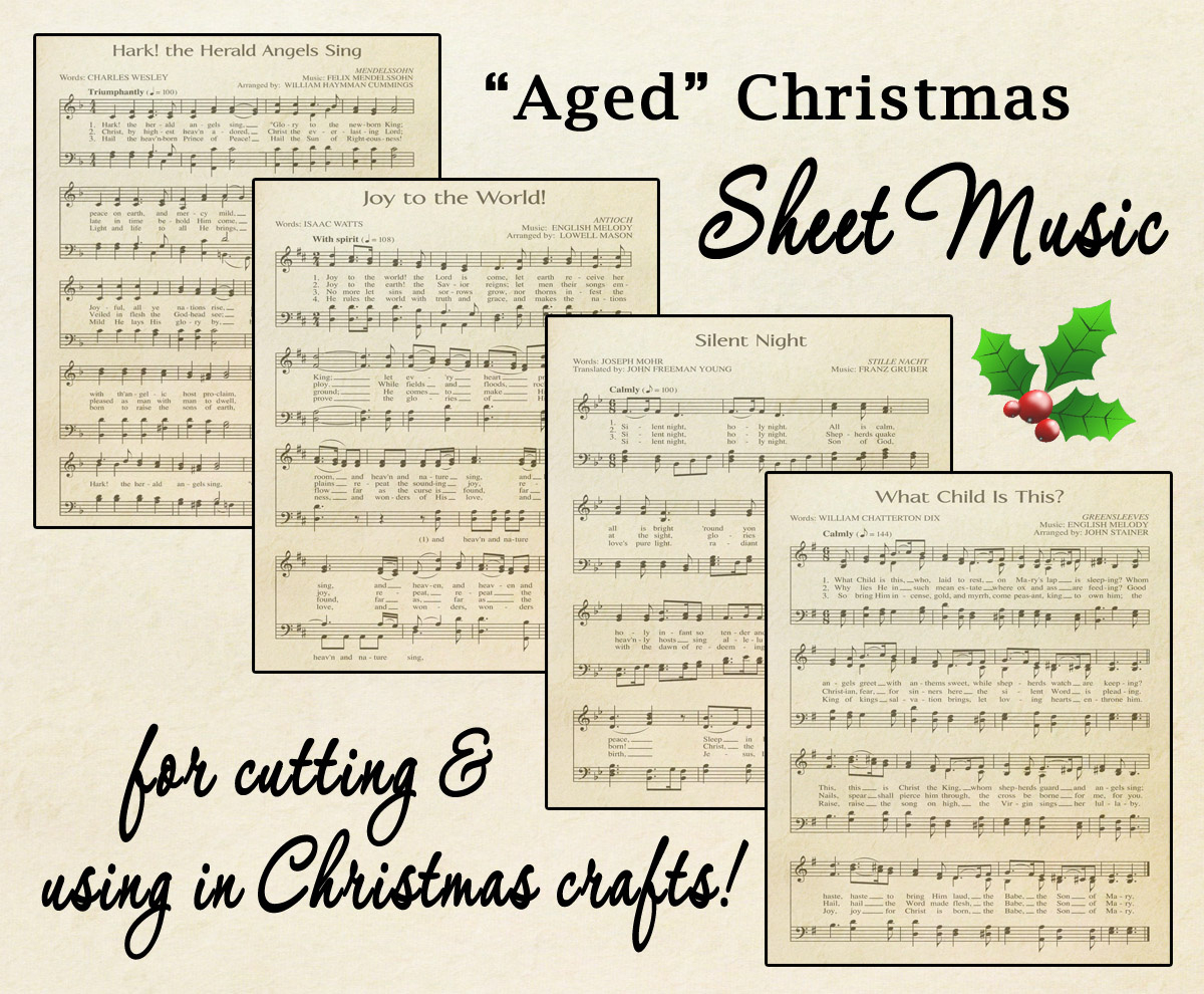 Free Printable “Aged” Music Sheets | Celebrating Holidays for Free Printable Christmas Sheet Music