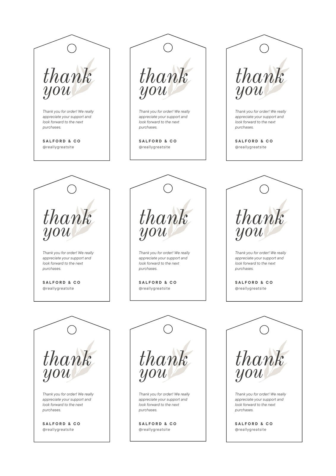 Free, Printable And Customizable Gift Tag Templates | Canva inside Thank You Labels Printable