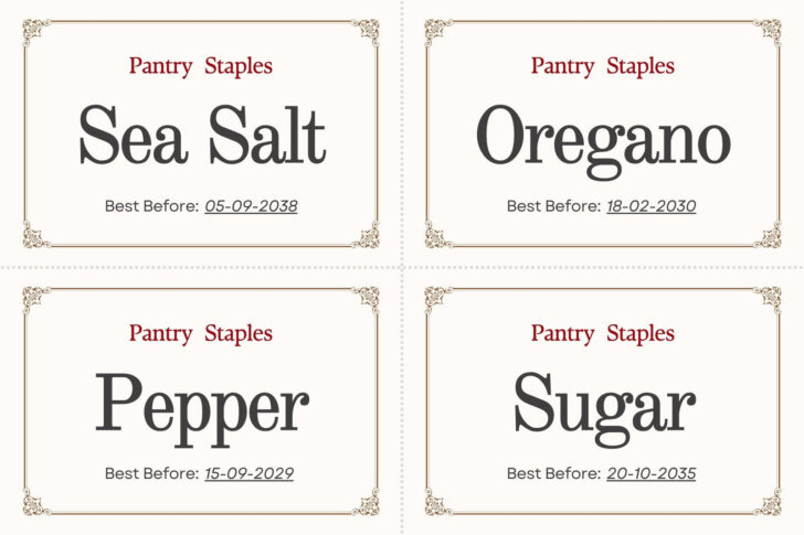 Printable Label Sheets For Pantry