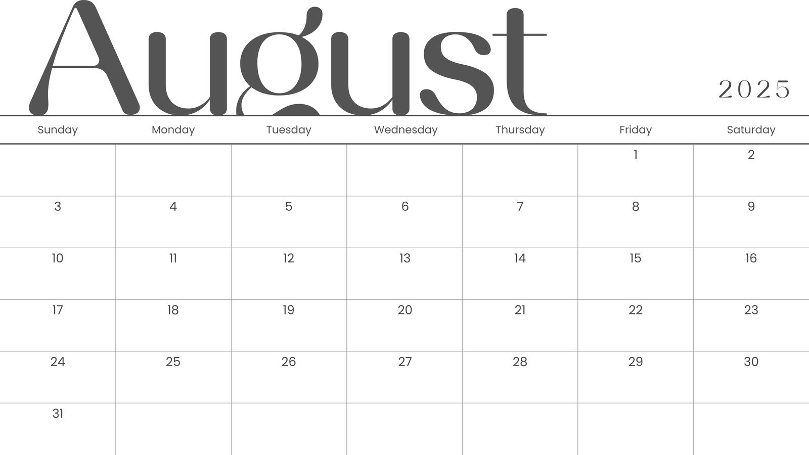 Free Printable August 2025 Calendar Templates | Canva with Free Printable Calendar 2025 August