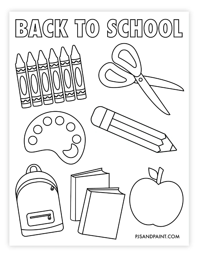 Free Printable Back To School Coloring Page - Pjs And Paint within Free Printable Back To School Crafts