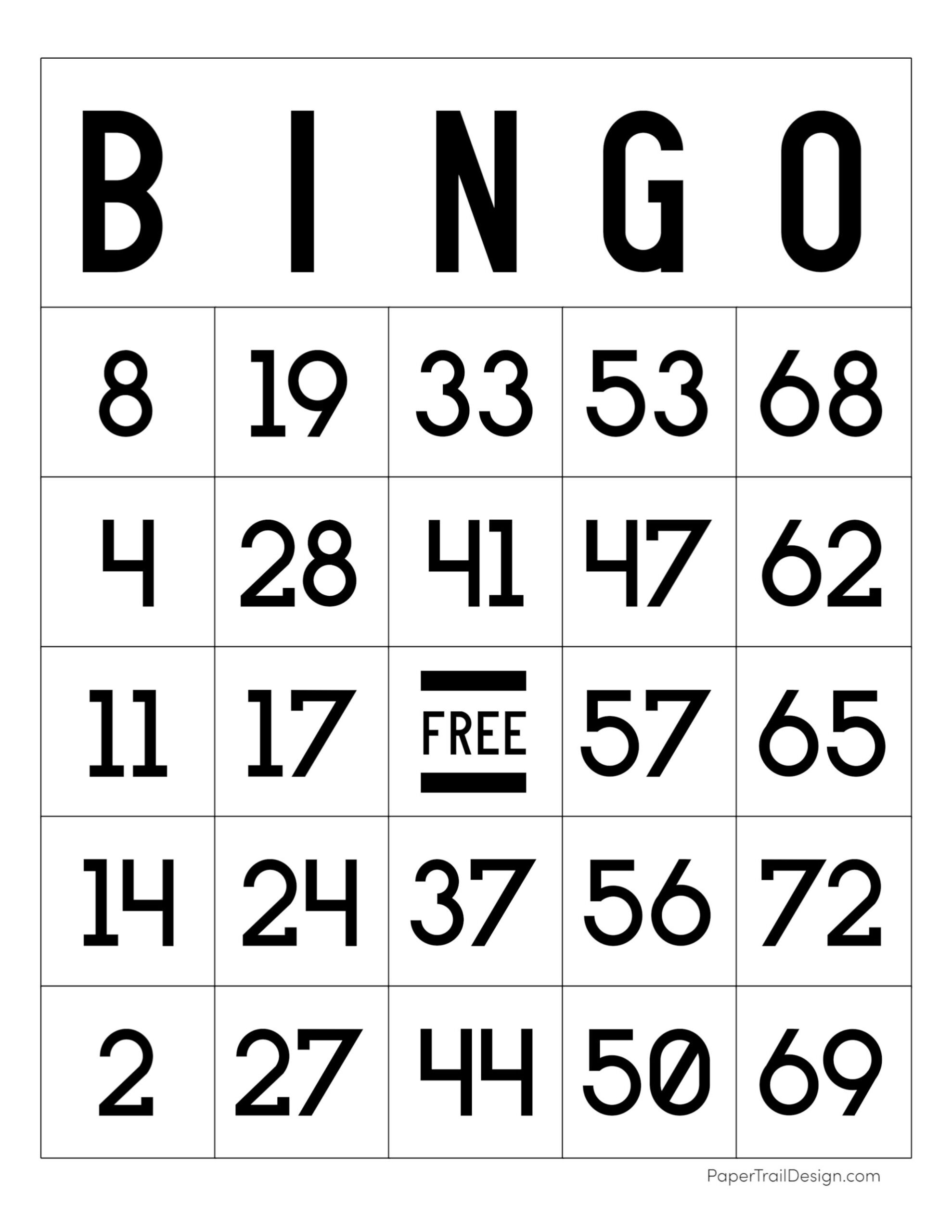 Free Printable Bingo Cards - Paper Trail Design in Free Printable Number Bingo Cards