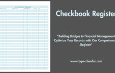 Free Printable Checkbook Register Templates [Pdf, Excel] intended for Free Printable Checkbook Register Template